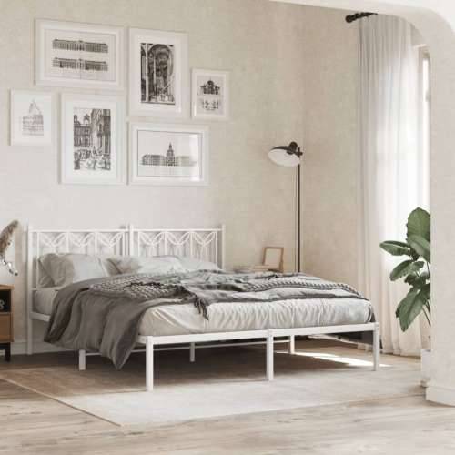 Metalni okvir za krevet s uzglavljem bijeli 150x200 cm - Bijela 150 x 200 cm s uzglavljem Cijena