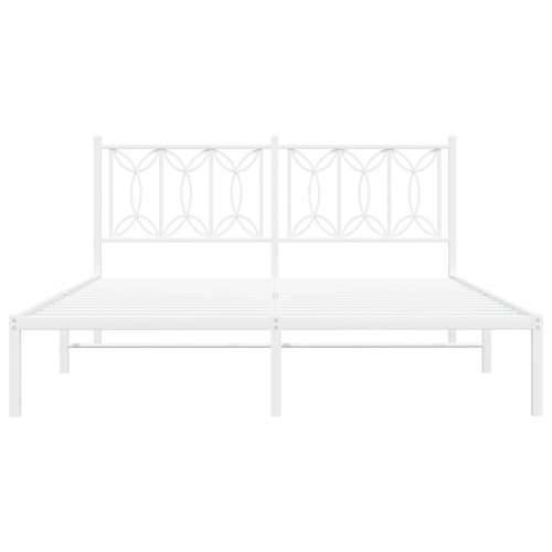 Metalni okvir za krevet s uzglavljem bijeli 150x200 cm - Bijela 150 x 200 cm s uzglavljem Cijena