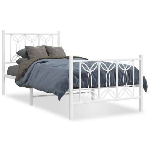 Metalni okvir kreveta uzglavlje i podnožje bijeli 75x190 cm - Bijela 75 x 190 cm s uzglavljem i podnožjem Cijena