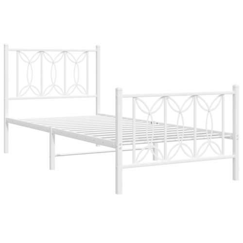 Metalni okvir kreveta uzglavlje i podnožje bijeli 75x190 cm - Bijela 75 x 190 cm s uzglavljem i podnožjem Cijena