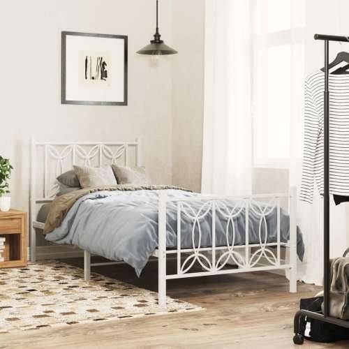 Metalni okvir kreveta uzglavlje i podnožje bijeli 75x190 cm - Bijela 75 x 190 cm s uzglavljem i podnožjem Cijena