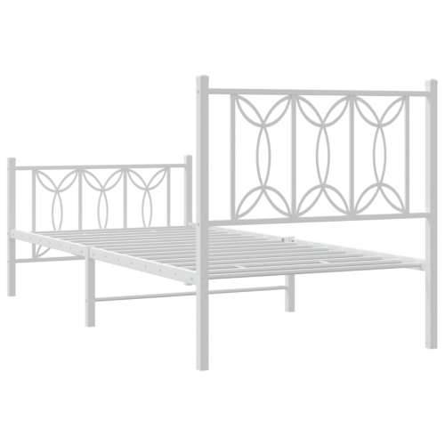 Metalni okvir kreveta uzglavlje i podnožje bijeli 75x190 cm - Bijela 75 x 190 cm s uzglavljem i podnožjem Cijena