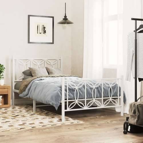 Metalni okvir kreveta uzglavlje i podnožje bijeli 107x203 cm - Bijela 107 x 203 cm s uzglavljem i podnožjem Cijena