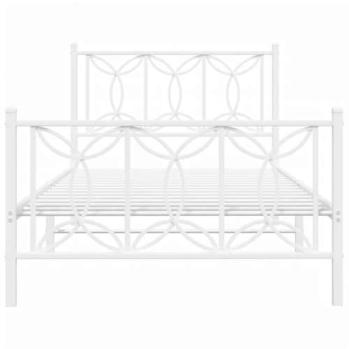 Metalni okvir kreveta uzglavlje i podnožje bijeli 107x203 cm - Bijela 107 x 203 cm s uzglavljem i podnožjem Cijena