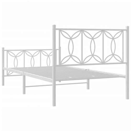 Metalni okvir kreveta uzglavlje i podnožje bijeli 107x203 cm - Bijela 107 x 203 cm s uzglavljem i podnožjem Cijena