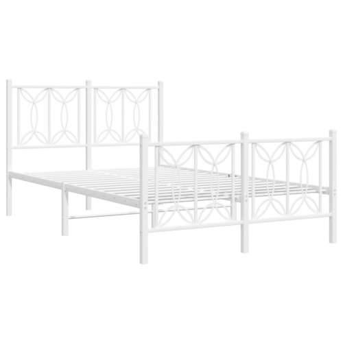 Metalni okvir kreveta uzglavlje i podnožje bijeli 120x200 cm - Bijela 120 x 200 cm s uzglavljem i podnožjem Cijena