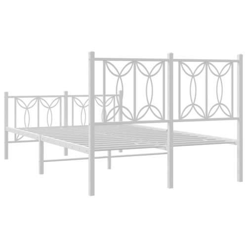 Metalni okvir kreveta uzglavlje i podnožje bijeli 120x200 cm - Bijela 120 x 200 cm s uzglavljem i podnožjem Cijena