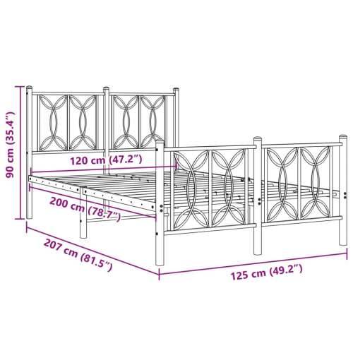 Metalni okvir kreveta uzglavlje i podnožje bijeli 120x200 cm - Bijela 120 x 200 cm s uzglavljem i podnožjem Cijena