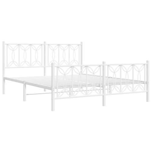 Metalni okvir kreveta uzglavlje i podnožje bijeli 160x200 cm - Bijela 160 x 200 cm s uzglavljem i podnožjem Cijena