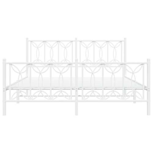 Metalni okvir kreveta uzglavlje i podnožje bijeli 160x200 cm - Bijela 160 x 200 cm s uzglavljem i podnožjem Cijena