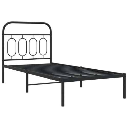 Metalni okvir za krevet s uzglavljem crni 80x200 cm - Crna 80 x 200 cm s uzglavljem Cijena