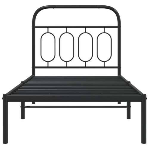 Metalni okvir za krevet s uzglavljem crni 80x200 cm - Crna 80 x 200 cm s uzglavljem Cijena