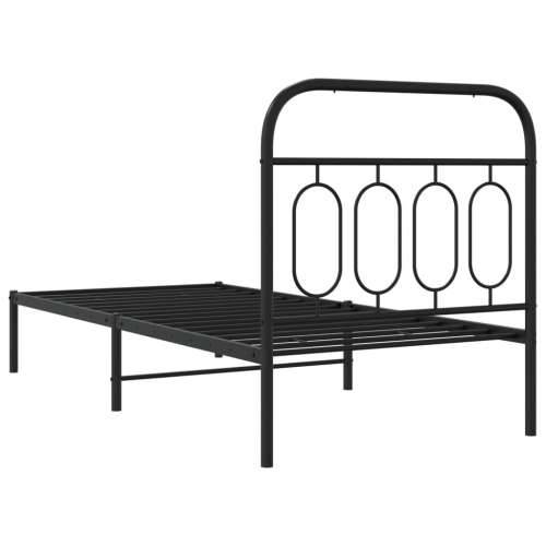 Metalni okvir za krevet s uzglavljem crni 80x200 cm - Crna 80 x 200 cm s uzglavljem Cijena