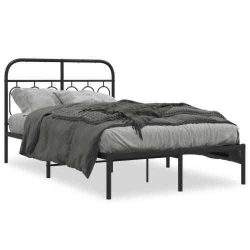 Metalni okvir za krevet s uzglavljem crni 120x200 cm - Crna 120 x 200 cm s uzglavljem Cijena