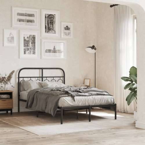 Metalni okvir za krevet s uzglavljem crni 120x200 cm - Crna 120 x 200 cm s uzglavljem Cijena