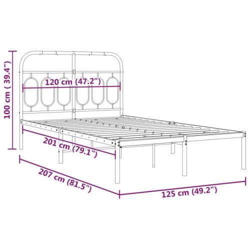 Metalni okvir za krevet s uzglavljem crni 120x200 cm - Crna 120 x 200 cm s uzglavljem Cijena