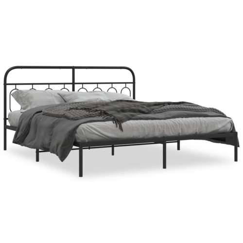 Metalni okvir za krevet s uzglavljem crni 160x200 cm - Crna 160 x 200 cm s uzglavljem Cijena
