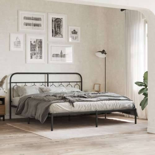 Metalni okvir za krevet s uzglavljem crni 160x200 cm - Crna 160 x 200 cm s uzglavljem Cijena