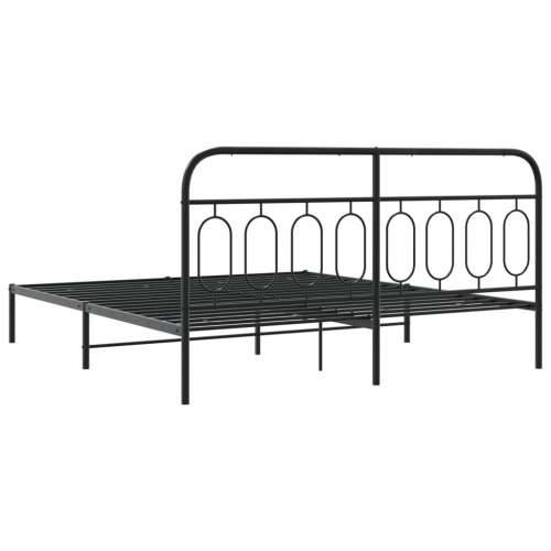 Metalni okvir za krevet s uzglavljem crni 160x200 cm - Crna 160 x 200 cm s uzglavljem Cijena