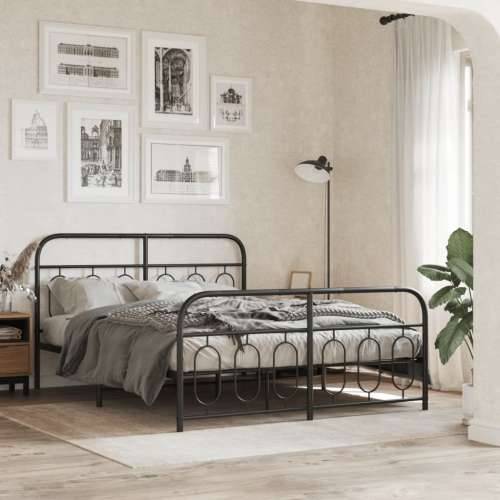 Metalni okvir kreveta uzglavlje i podnožje crni 135x190 cm - Crna 135 x 190 cm s uzglavljem i podnožjem Cijena