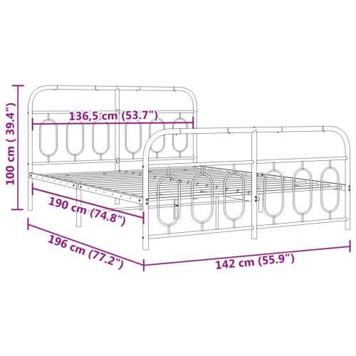 Metalni okvir kreveta uzglavlje i podnožje crni 135x190 cm - Crna 135 x 190 cm s uzglavljem i podnožjem Cijena