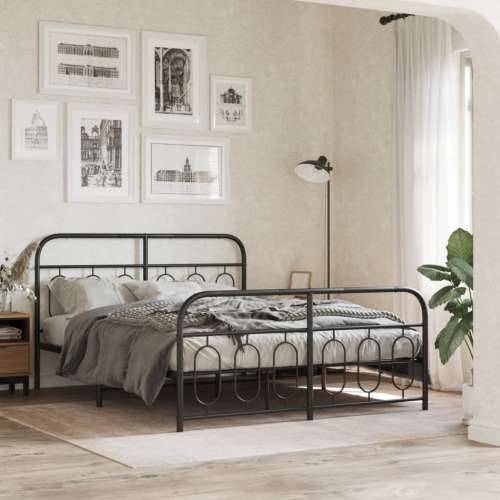 Metalni okvir kreveta uzglavlje i podnožje crni 140x200 cm - Crna 140 x 200 cm s uzglavljem i podnožjem Cijena