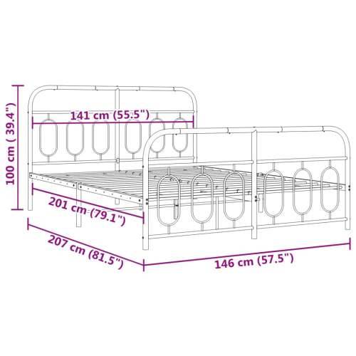 Metalni okvir kreveta uzglavlje i podnožje crni 140x200 cm - Crna 140 x 200 cm s uzglavljem i podnožjem Cijena