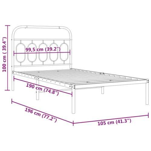 Metalni okvir za krevet s uzglavljem bijeli 100x190 cm Bijela 100 x 190 cm s uzglavljem Cijena