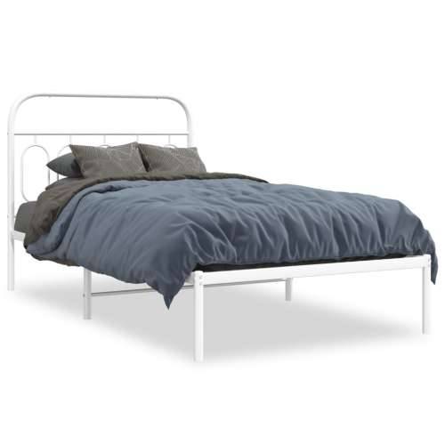 Metalni okvir za krevet s uzglavljem bijeli 107x203 cm - Bijela 107 x 203 cm s uzglavljem Cijena