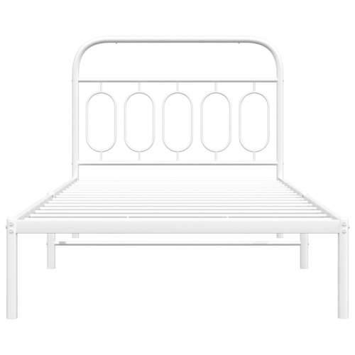 Metalni okvir za krevet s uzglavljem bijeli 107x203 cm - Bijela 107 x 203 cm s uzglavljem Cijena