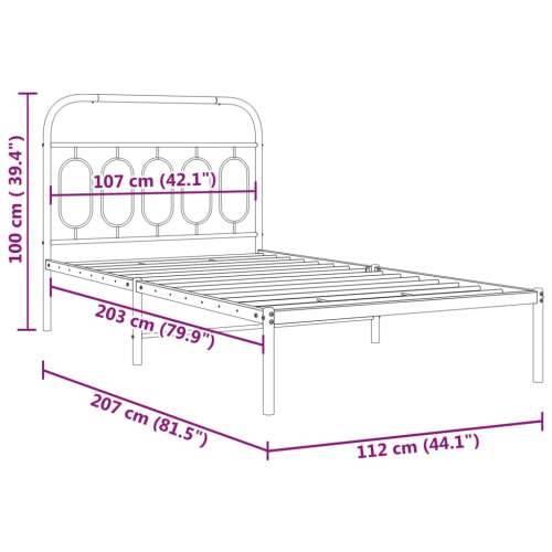Metalni okvir za krevet s uzglavljem bijeli 107x203 cm - Bijela 107 x 203 cm s uzglavljem Cijena