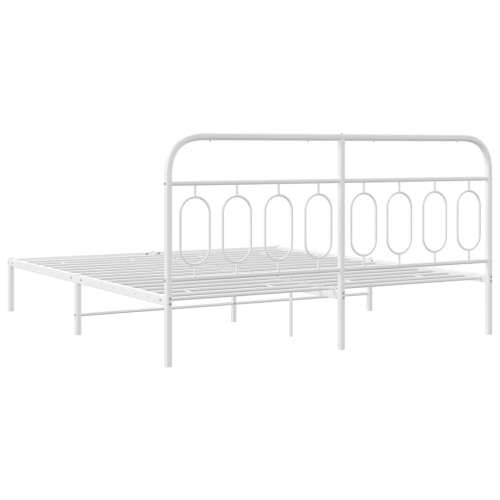 Metalni okvir za krevet s uzglavljem bijeli 160x200 cm Bijela 160 x 200 cm s uzglavljem Cijena