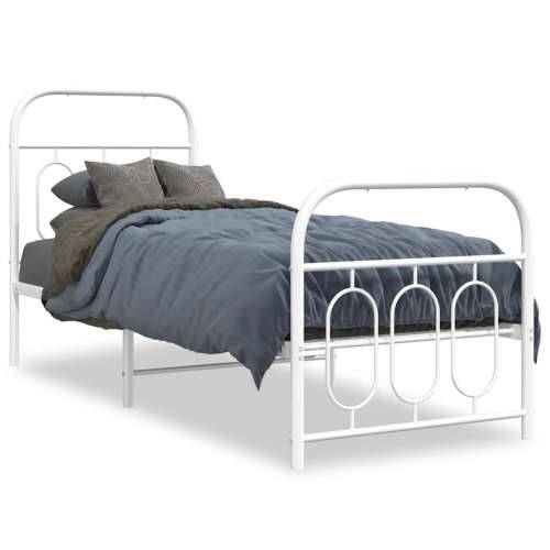 Metalni okvir kreveta uzglavlje i podnožje bijeli 75x190 cm - Bijela 75 x 190 cm s uzglavljem i podnožjem Cijena