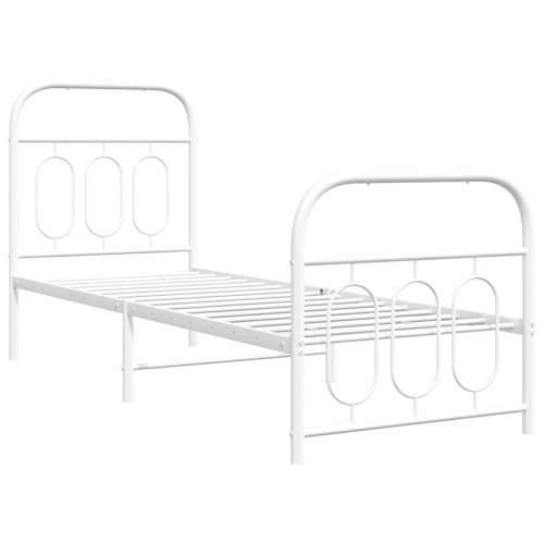 Metalni okvir kreveta uzglavlje i podnožje bijeli 75x190 cm - Bijela 75 x 190 cm s uzglavljem i podnožjem Cijena