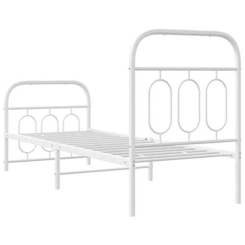 Metalni okvir kreveta uzglavlje i podnožje bijeli 75x190 cm - Bijela 75 x 190 cm s uzglavljem i podnožjem Cijena