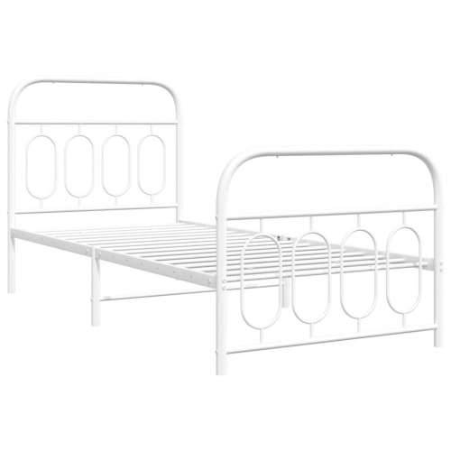 Metalni okvir kreveta uzglavlje i podnožje bijeli 90x190 cm - Bijela 90 x 190 cm s uzglavljem i podnožjem Cijena