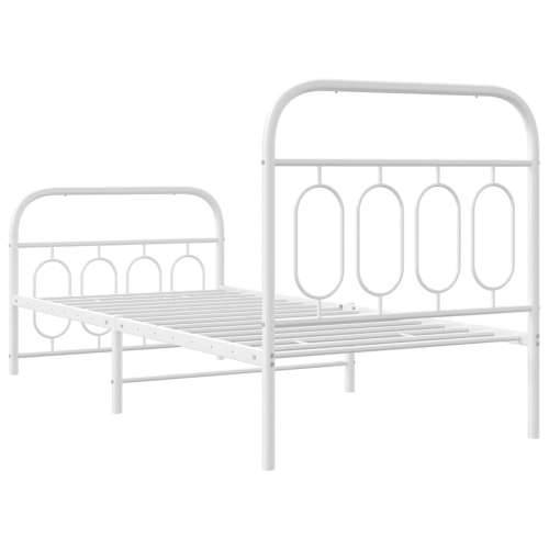 Metalni okvir kreveta uzglavlje i podnožje bijeli 90x190 cm - Bijela 90 x 190 cm s uzglavljem i podnožjem Cijena
