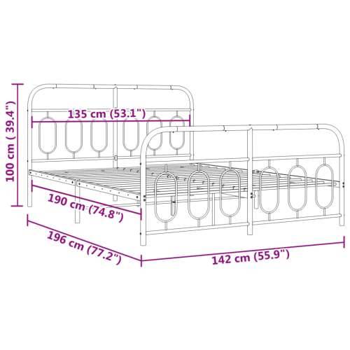 Metalni okvir kreveta uzglavlje i podnožje bijeli 135 x 190 cm - Bijela 135 x 190 cm s uzglavljem i podnožjem Cijena