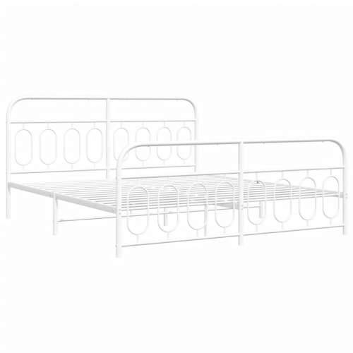 Metalni okvir kreveta uzglavlje i podnožje bijeli 180x200 cm - Bijela 180 x 200 cm s uzglavljem i podnožjem Cijena
