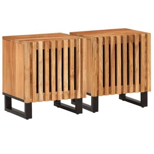 Noćni ormarići 2 kom 40 x 34 x 46 cm masivno bagremovo drvo - 2 Masivno bagremovo drvo Cijena