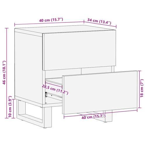 Noćni ormarići 2 kom 40 x 34 x 46 cm od masivnog drva manga - 2 masivno drvo manga Cijena