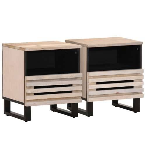 Noćni ormarići 2 kom 40x34x46 cm masivno izbijeljeno drvo manga - 2 Masivno izbijeljeno drvo Cijena