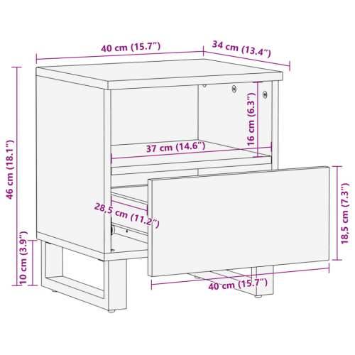 Noćni ormarići 2 kom 40x34x46 cm masivno izbijeljeno drvo manga - 2 Masivno izbijeljeno drvo Cijena