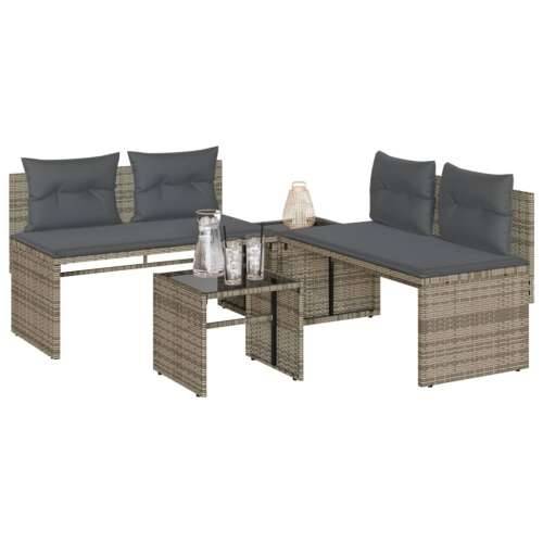 Vrtna garnitura - 4-dijelni set vrtnih sofa od poliratana s jastucima sivi - Siva 1 Cijena