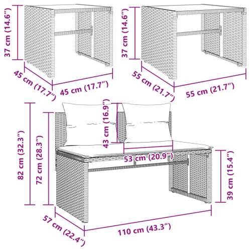 Vrtna garnitura - 4-dijelni set vrtnih sofa od poliratana s jastucima sivi - Siva 1 Cijena
