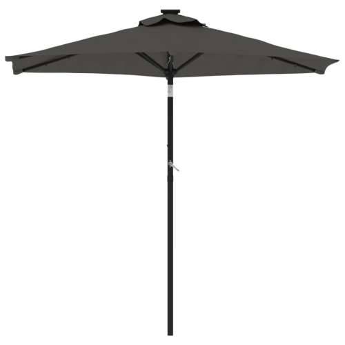 Vrtni suncobran s čeličnom šipkom LED antracit 225x225x212 cm - Antracit 1 Cijena