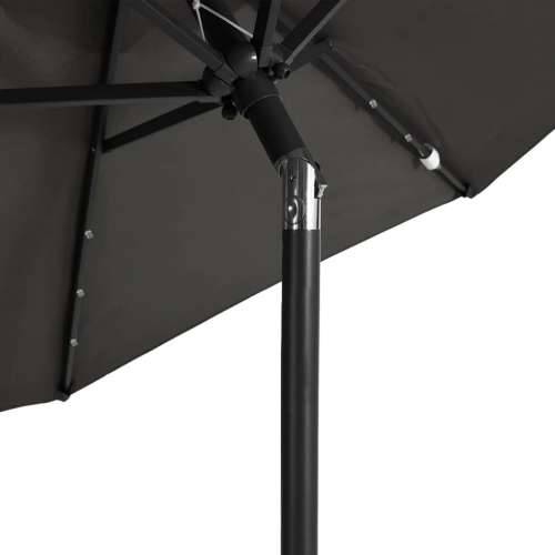 Vrtni suncobran s čeličnom šipkom LED antracit 225x225x212 cm - Antracit 1 Cijena