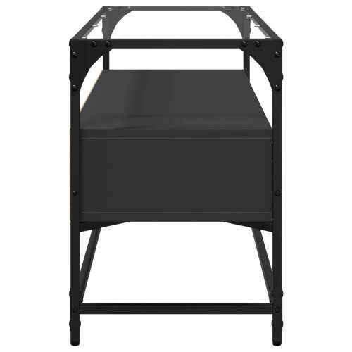 TV ormarić sa staklenom površinom crni 98 x 35 x 51 cm drveni - Crna 1 98 cm Cijena