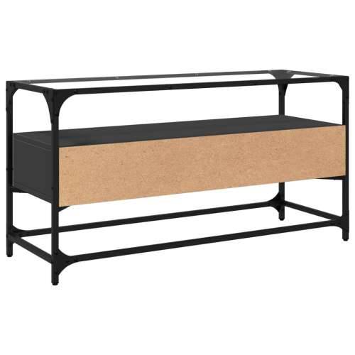 TV ormarić sa staklenom površinom crni 98 x 35 x 51 cm drveni - Crna 1 98 cm Cijena