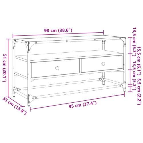 TV ormarić sa staklenom površinom crni 98 x 35 x 51 cm drveni - Crna 1 98 cm Cijena